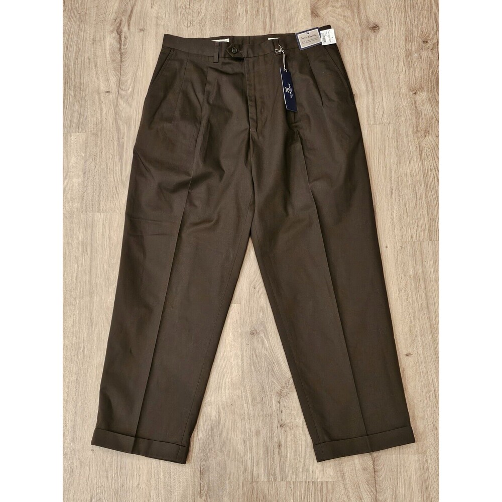 John W Nordstrom Smart Care Stain Resistant Pleated Cuffed Pant Mens 35×29 Brown